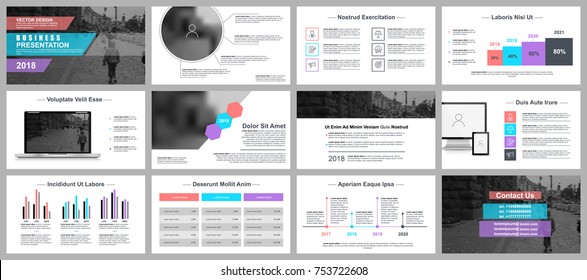Business presentation slides templates from infographic elements. Can be used for presentation, flyer and leaflet, brochure, corporate report, marketing, advertising, annual report, banner, booklet.