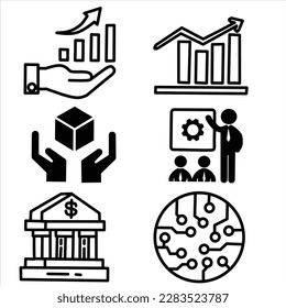 Business presentation and Technology  Graph Icon. Chart Symbol Silhouette Vector on white background