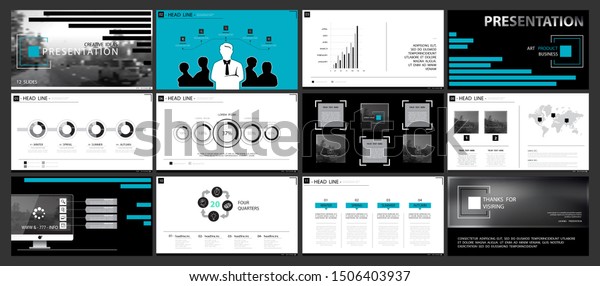 Business presentation template, blue and black\
infographic elements on white background. Business trip around the\
city. Vector slide, business project presentation and marketing,\
monitor, computer