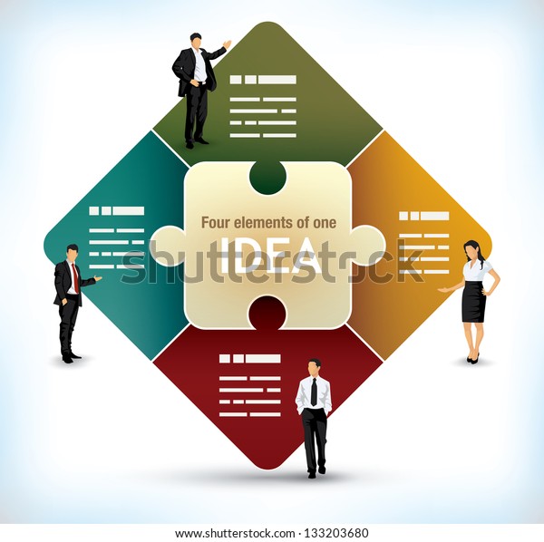 Business Presentation Template Center Puzzle Piece Stock Vector ...