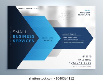 business presentation template design in blue geometric shape style