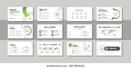 Business presentation template design with modern slide deck layout for reports, business slide deck template for business reports, company profiles or pitch deck layout with cover