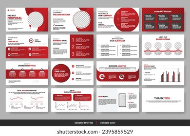 Elementos de la plantilla de presentación empresarial en un fondo blanco. Infografía vectorial. Uso en presentaciones, volantes y folletos, informes corporativos, marketing, publicidad, informes anuales, banner