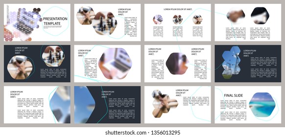 Plantilla de presentación empresarial. Elementos para presentaciones de diapositivas en fondo blanco. Volante, folleto, informe corporativo, marketing, publicidad, informe anual, banner