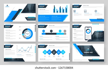 Business presentation template layout with infographic, statistical data chart and space for your image.