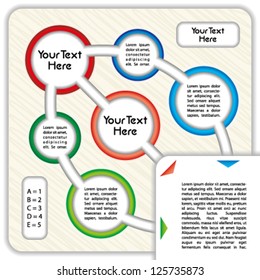 Business presentation template with linked, colorful circles and space for Your custom text