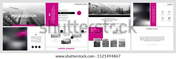 Business presentation template, pink and black\
infographic elements on white background. Business trip around the\
city. Vector slide, business project presentation and marketing,\
monitor computer