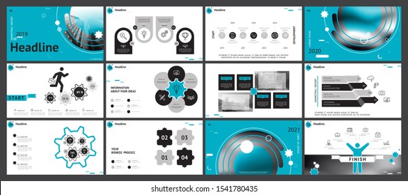 Business presentation template, powerpoint, blue and black infographic elements on white background. Offices, buildings, city. Vector slide, presentation of business projects and marketing, monitor
