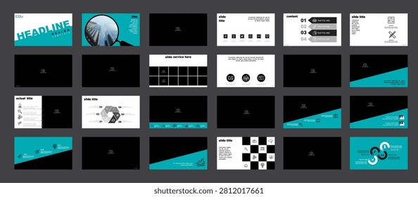 Business presentation template. Set, infographic elements, abstract blue design, black and white background. Office building, corporate photo, PowerPoint. Slideshow, annual report. Vector illustration
 flyer, magazine achievement, clip art, office,  info graphic, headline, computer, booklet,
