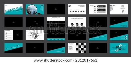 Business presentation template. Set, infographic elements, abstract blue design, black and white background. Office building, corporate photo, PowerPoint. Slideshow, annual report. Vector illustration
 flyer, magazine achievement, clip art, office,  info graphic, headline, computer, booklet,
