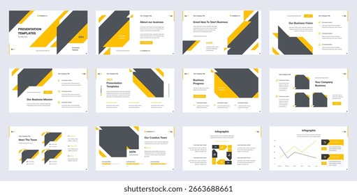 Plantilla de presentación de negocios, Conjunto de diseño de Plantilla multipropósito, Elementos infográficos, Ilustración vectorial abstracta moderna