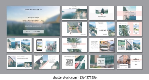 Business presentation template. Social media pack. Set of  modern blog posts or Editable simple info banner, trendy book cover idea. For app, web digital display style. handpicked beauty shop. ppt