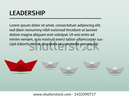 Business presentation template with space for text and decorated by paper boat leading