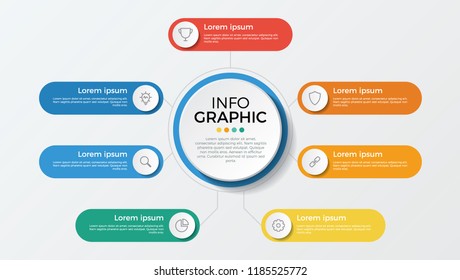 business presentation template vector. infographic element with 7 options, parts, processes, or steps.