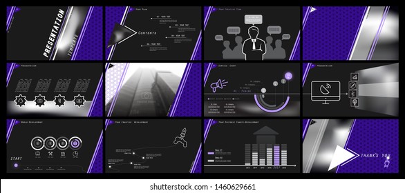 Business presentation template. Vector set, elements of infographics, black background. Flyer, postcard, corporate report, marketing, advertising, banners.Slideshows, brochures, journal, annual report