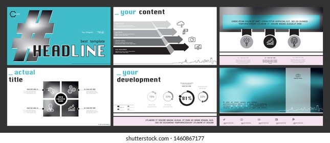 Business presentation template. Vector set, elements of infographics, turquoise white background.Flyer, postcard, corporate report, marketing, advertising, banners.Slideshows, brochures, annual report