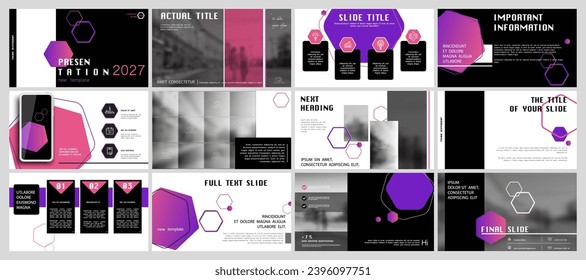 Business presentation template. Vector set, elements of infographics, red, violet design, white background. Flyer, postcard, corporate report, marketing, banner. Slideshows, brochures, annual report