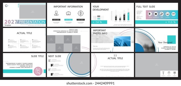 Business presentation template. Vector set, elements of infographics, turquoise design, white background. Flyer, postcard, corporate report, powerpoint, banner. Slideshows, brochures, annual report
