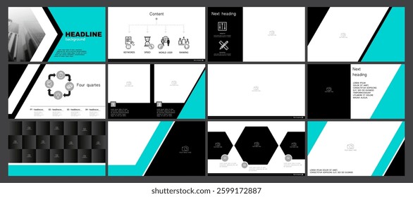 Business presentation template. Vector set, elements of infographic, green design, white background. Flyer, postcard, corporate report, powerpoint, banner. Slideshows, brochures, vector, illustration