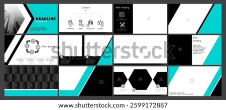Business presentation template. Vector set, elements of infographic, green design, white background. Flyer, postcard, corporate report, powerpoint, banner. Slideshows, brochures, vector, illustration