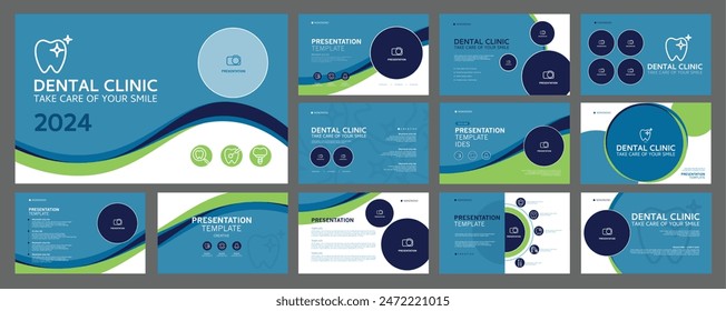 Business presentation templates for dentist clinic. use in presentation, flyer and leaflet, corporate report, marketing and advertising. medical health and dentistry concept. vector design.