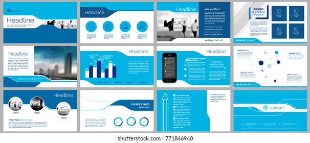 Business presentation templates. Elements design for slide infographic on background  for Brochure, AnnualReport, Poster, Corporate Presentation, Portfolio, Flyer, marketing, advertising, blue color.