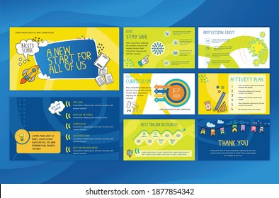 Business presentation templates. Flat design vector elements for presentation slides, school, kids Awareness, protection, flyers, back to school, new year presentation.