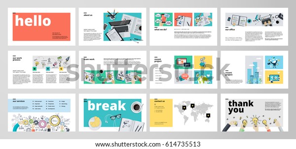 Business presentation templates. Flat
design vector infographic elements for presentation slides, annual
report, business marketing, brochure, flyers, web design and
banner, company
presentation.