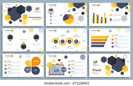 Business Presentation Templates Set With Statistical Infographis Elements. Powerpoint Template Design Background.