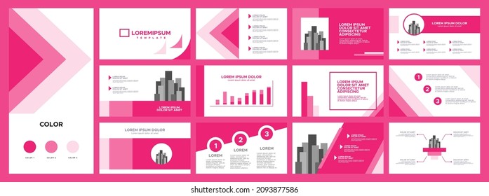 Vorlage für Unternehmenspräsentationen Verwenden Sie für Geschäftsjahresbericht, Keynote, Broschürendesign, Website-Slider, Landing-Page, Firmenprofil, Banner mit rosafarbener Farbe.
