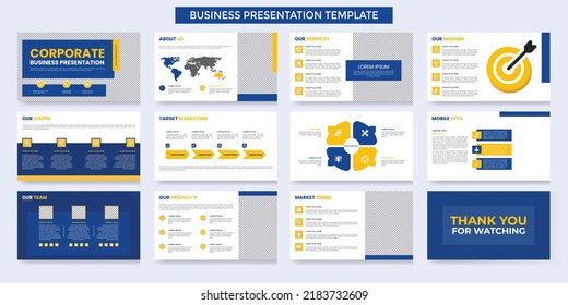 conjunto de plantillas de presentación de negocios. Uso para el fondo moderno de presentación, diseño de folletos, revista, informe anual, perfil de empresa, utilizado en archivo vectorial de marketing y publicidad