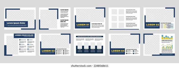 Conjunto de plantillas de presentación para empresas. Uso para la presentación moderna folleto de fondo diseño sitio web deslizador página de inicio informe anual perfil de la empresa