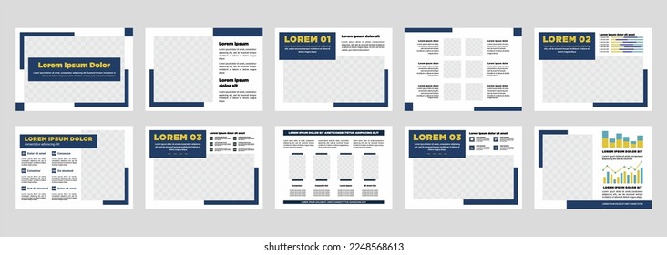 Conjunto de plantillas de presentación para empresas. Uso para la presentación moderna folleto de fondo diseño sitio web deslizador página de inicio informe anual perfil de la empresa