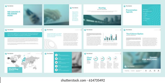 Business presentation templates. Set of vector infographic elements for presentation slides, annual report, business marketing, brochure, flyers, web design and banner, company presentation.