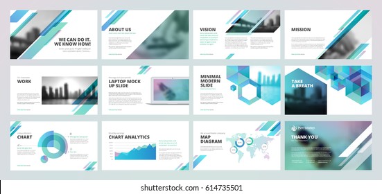 Business presentation templates. Set of vector infographic elements for presentation slides, annual report, business marketing, brochure, flyers, web design and banner, company presentation.