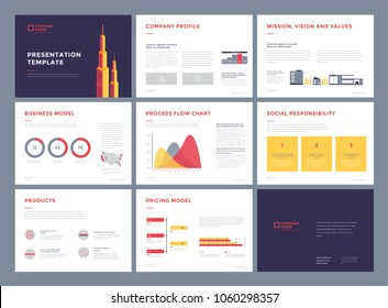 Business presentation templates. Slideshow. Vector infographic elements for presentation slides, corporate report, annual report, leaflet, business marketing, brochure, web design and banner, flyer.