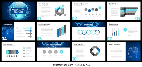 Business presentation templates. Vector infographic elements for company presentation slides, corporate annual report, marketing flyers, leaflets and brochures, banners and web design.