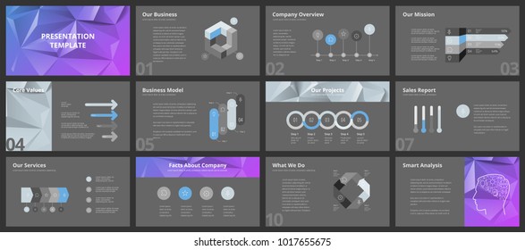 Business presentation templates. Vector infographic elements for company presentation slides, corporate annual report, marketing flyers, leaflets and brochures, banners and web design.