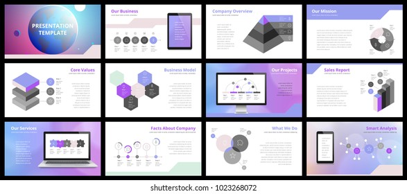 Business presentation templates. Vector infographic elements for company presentation slides, corporate annual report, marketing flyers, leaflets and brochures, banners and web design.