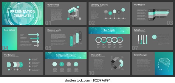 Business presentation templates. Vector infographic elements for company presentation slides, corporate annual report, marketing flyers, leaflets and brochures, banners and web design.