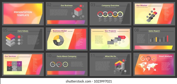 Business presentation templates. Vector infographic elements for company presentation slides, corporate annual report, marketing flyers, leaflets and brochures, banners and web design.