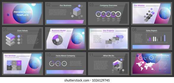 Business presentation templates. Vector infographic elements for company presentation slides, corporate annual report, marketing flyers, leaflets and brochures, banners and web design.