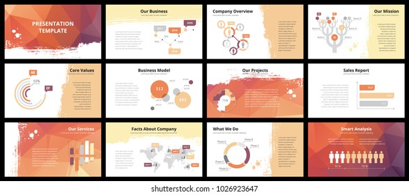 Business presentation templates. Vector infographic elements for company presentation slides, corporate annual report, marketing flyers, leaflets and brochures, banners and web design.