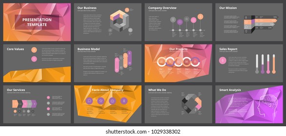 Business presentation templates. Vector infographic elements for company presentation slides, corporate annual report, marketing flyers, leaflets and brochures, banners and web design.