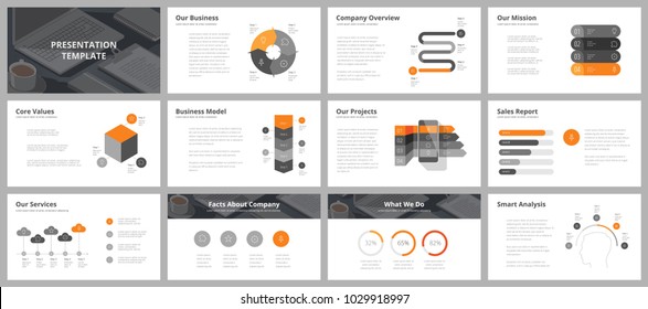 Business presentation templates. Vector infographic elements for company presentation slides, corporate annual report, marketing flyers, leaflets and brochures, banners and web design.