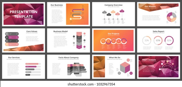 Modelos de apresentação de negócios. Elementos infográficos vetoriais para slides de apresentação da empresa, relatório anual corporativo, folhetos de marketing, folhetos e brochuras, banners e web design.