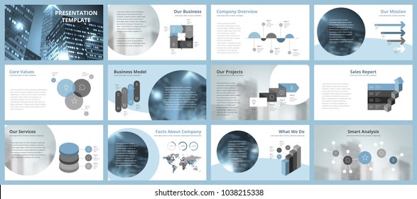 Business presentation templates. Vector infographic elements for company presentation slides, corporate annual report, marketing flyers, leaflets and brochures, banners and web design.