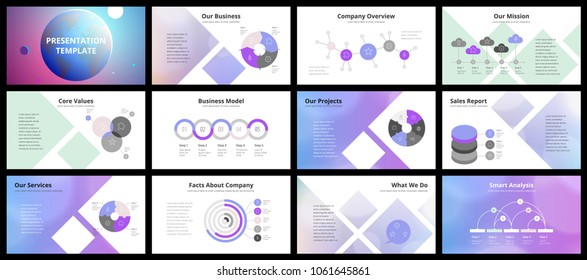 Business presentation templates. Vector infographic elements for company presentation slides, corporate annual report, marketing flyers, leaflets and brochures, banners and web design.