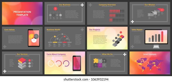 Business presentation templates. Vector infographic elements for company presentation slides, corporate annual report, marketing flyers, leaflets and brochures, banners and web design.