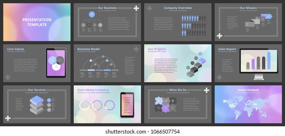 Business presentation templates. Vector infographic elements for company presentation slides, corporate annual report, marketing flyers, leaflets and brochures, banners and web design.